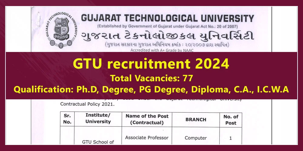 GTU recruitment 2024