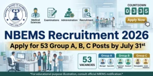 NBEMS Recruitment 2026: Apply for 53 Group A, B, C Posts by July 31st