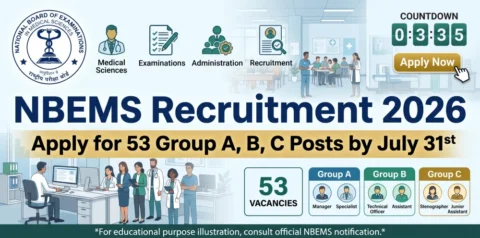NBEMS Recruitment 2026: Apply for 53 Group A, B, C Posts by July 31st