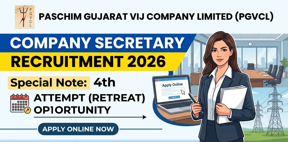 PGVCL Company Secretary Recruitment 2026 Apply Online for 4th Attempt
