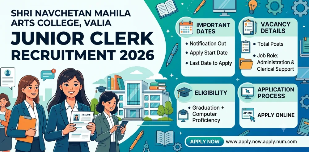 Shri Navchetan Mahila Arts College Valia Junior Clerk Recruitment 2026