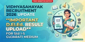 Vidhyasahayak Recruitment 2026 Update: Important D.El.Ed. Result Upload for Std 1-5 Gujarati Medium