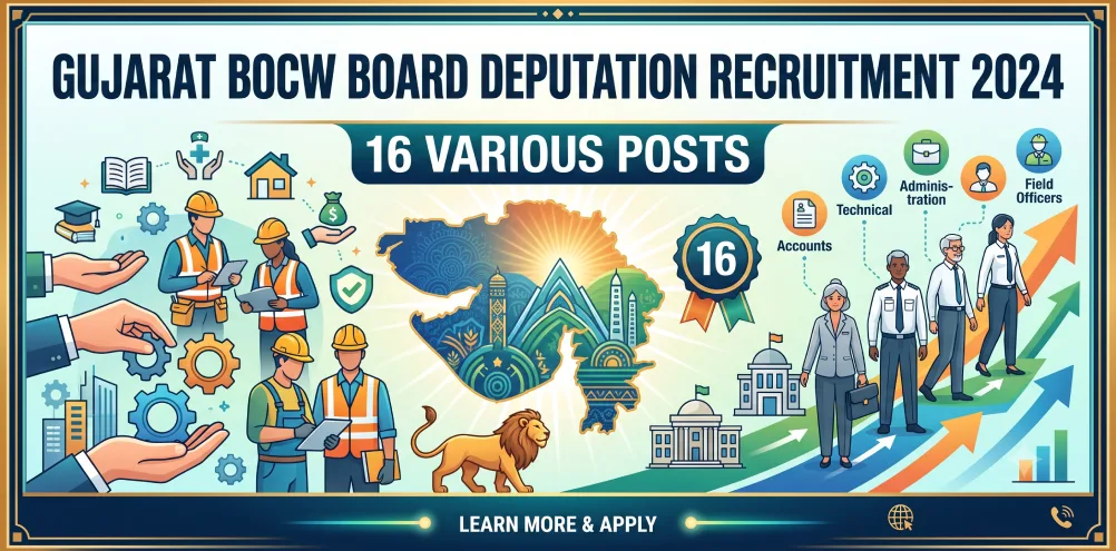 Gujarat BOCW Board Deputation Recruitment 2024: 16 Various Posts