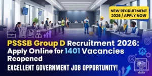 PSSSB Group D Recruitment 2026: Apply Online for 1401 Vacancies Reopened
