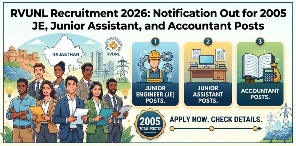 RVUNL Recruitment 2026: Notification Out for 2005 JE, Junior Assistant, and Accountant Posts
